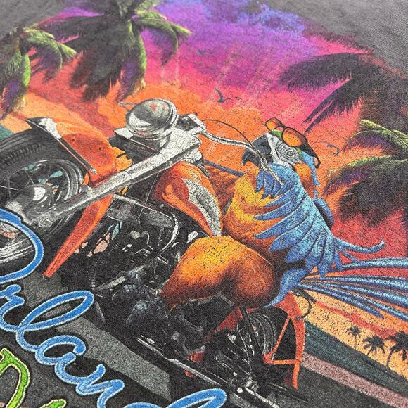 Vintage Harley-Davidson Orlando Florida T-Shirt XL Parrot Bike Sunset Graphic - Picture 9 of 12